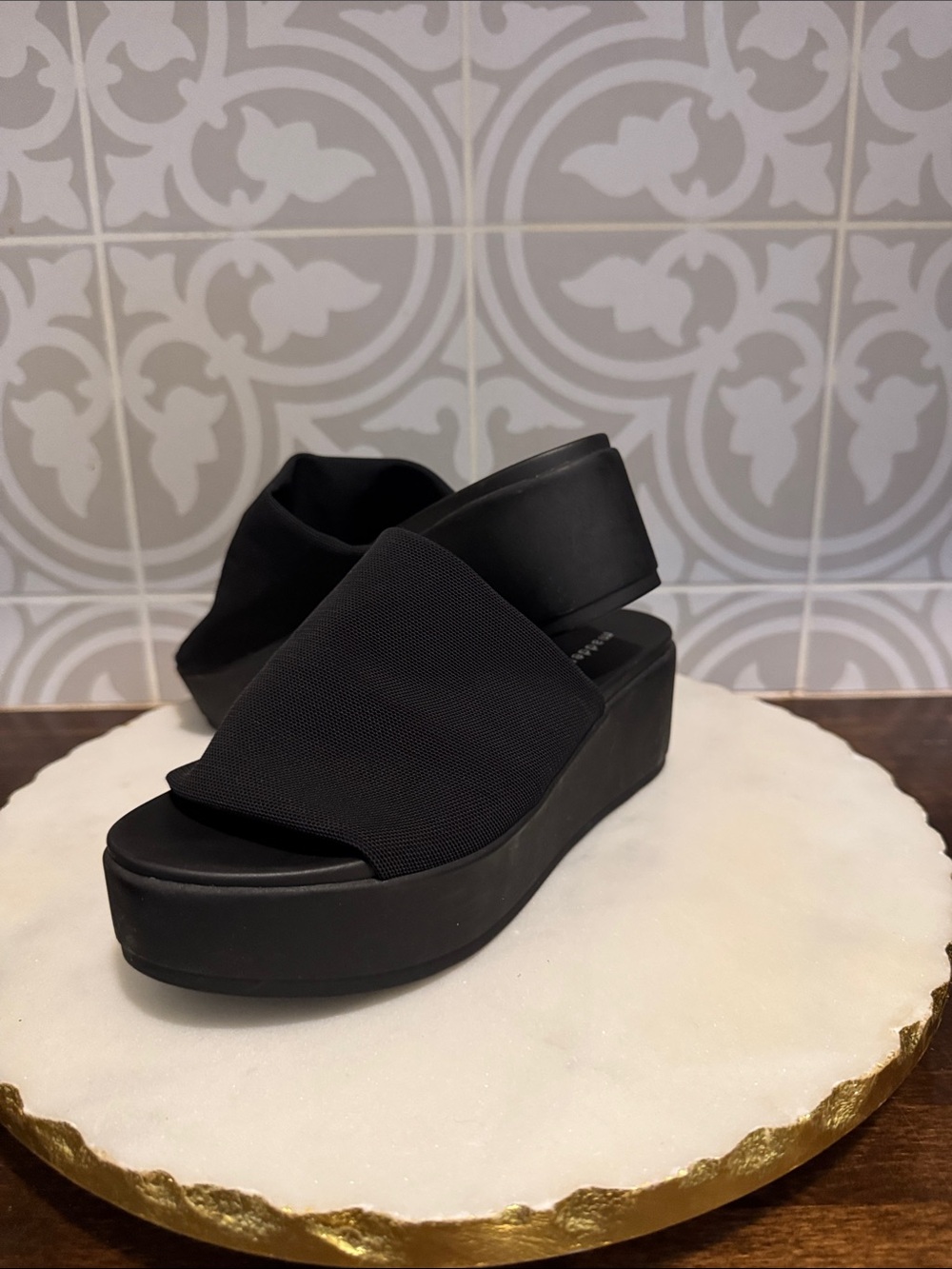 Madden Girl Black Platform Slide Mules - Picture 3 of 5